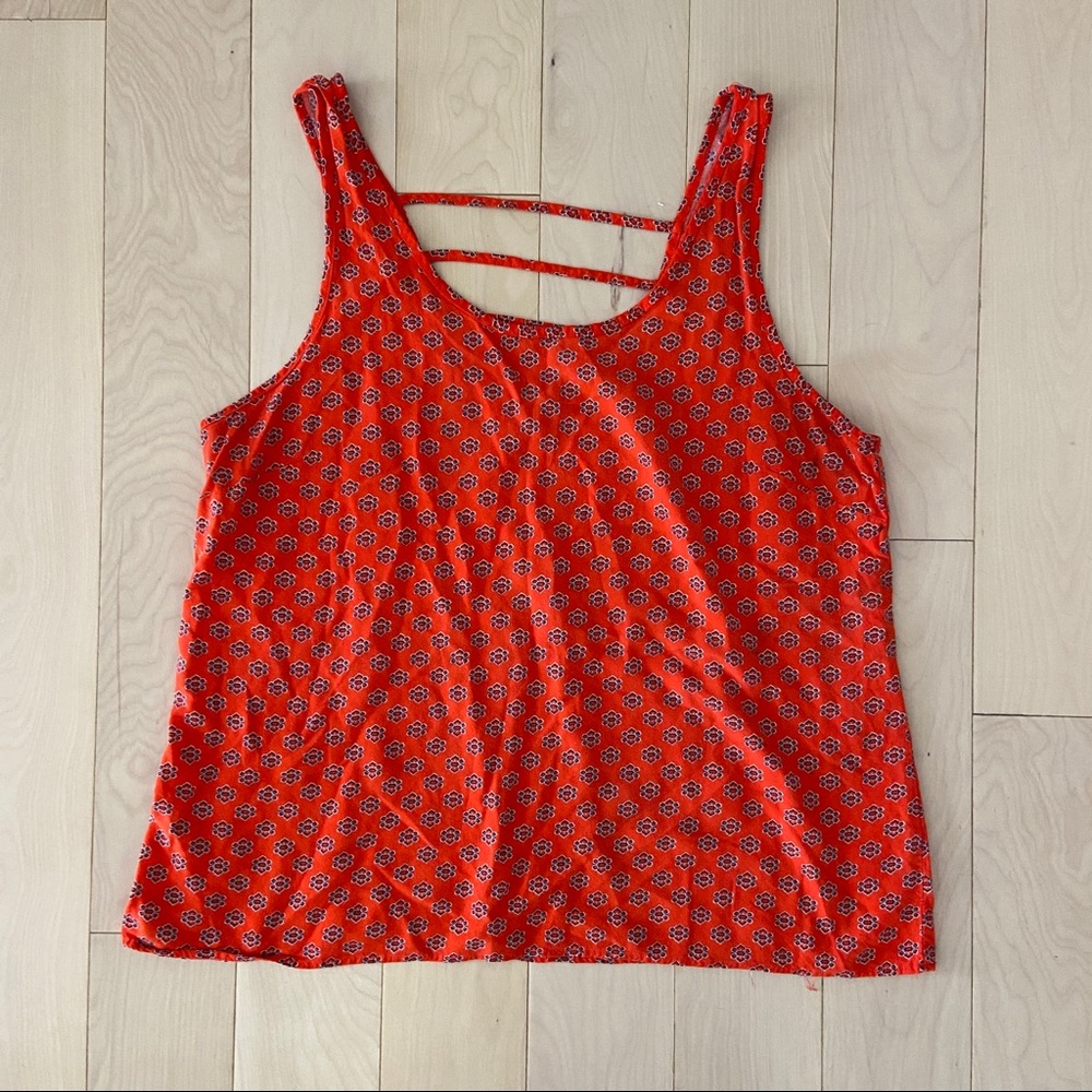 Red and Blue Cage Back Tank Top